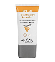 Aravia Professional Tinted Moisture Protection SPF 50 - Солнцезащитный крем для лица с тонирующим эффектом 50 мл