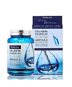FarmStay All-in-One Collagen & Hyaluronic - Cыворотка с гиалуроновой кислотой и коллагеном 250 мл