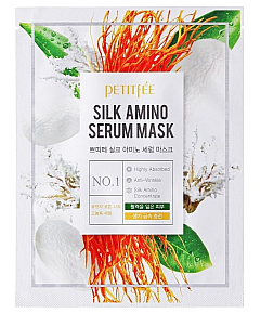 PETITFEE Silk Amino Serum Mask - Маска для лица тканевая с протеинами шелка 25 гр