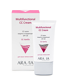 Aravia Professional SPF-20 Multifunctional CC Cream, Vanilla 01 - СС-крем защитный 50 мл