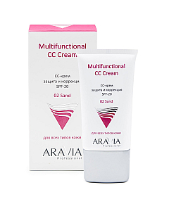 Aravia Professional SPF-20 Multifunctional CC Cream, Sand 02 - СС-крем защитный 50 мл