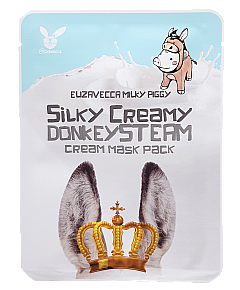 Elizavecca Silky Creamy Donkey Steam Cream Mask Pack - Тканевая маска с паровым кремом на основе ослиного молока 25 мл