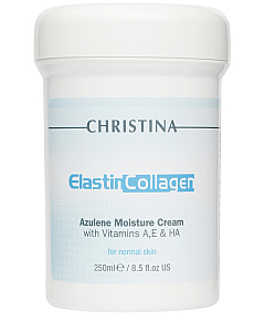 Christina Elastin Collagen Azulene Moisture Cream with Vit A, E & HA - Увлажняющий азуленовый крем с коллагеном и эластином для нормальной кожи 250 мл