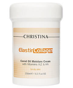 Christina Elastin Collagen Carrot Oil Moisture Cream with Vit A, E & HA - Увлажняющий крем с морковным маслом, коллагеном и эластином для сухой кожи 250 мл