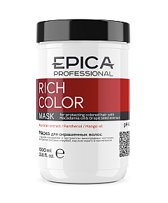 Epica Professional Rich Color - Маска для окрашенных волос с маслами манго, макадамии и экстрактом виноградных косточек 1000 мл