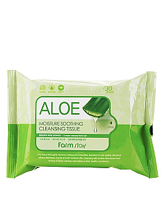 FarmStay Aloe Moisture Soothing Cleansing Tissue - Салфетки очищающие с экстрактом алоэ 30 шт