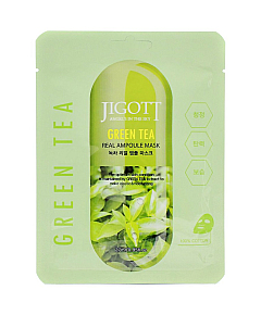 Jigott Green tea Real Ampoule Mask - Маска ампульная с зеленым чаем 27 мл