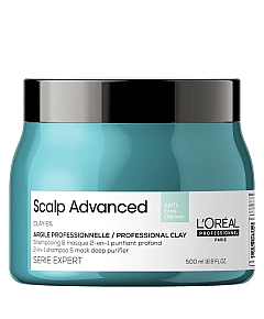 L'Oreal Professionnel Scalp Advanced Anti-Gras Oiliness - Шампунь-маска с глиной для глубокого очищения жирной кожи головы 500 мл