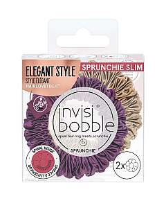 Invisibobble SPRUNCHIE SLIM The Snuggle is Real - Резинка-браслет для волос, цвет коричневый и фиолетовый 2 шт