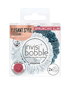 Invisibobble SPRUNCHIE SLIM Cool as Ice - Резинка-браслет для волос, цвет серо-голубой, морской волны 2 шт