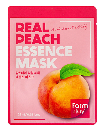 FarmStay Real Peach Essence Mask - Маска тканевая для лица с экстрактом персика 23 мл - hairs-russia.ru