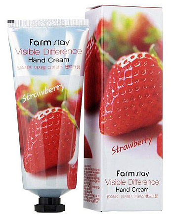 FarmStay Visible Difference Hand Cream Strawberry - Крем для рук с экстрактом клубники 100 г - hairs-russia.ru