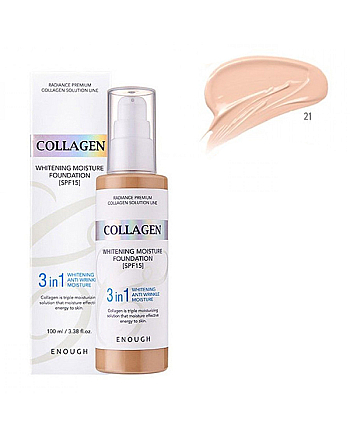 Enough Collagen Whitening Foundation 3 in 1 - Тональная основа с колагеном 21 тон 100 мл - hairs-russia.ru