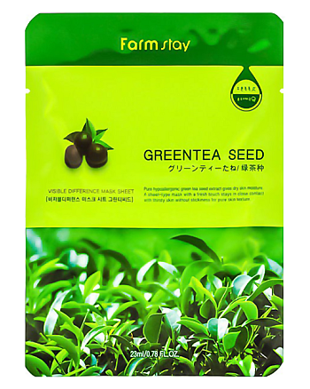 FarmStay Visible Difference Mask Sheet Green Tea Seed - Маска тканевая с экстрактом зеленого чая  23 мл - hairs-russia.ru