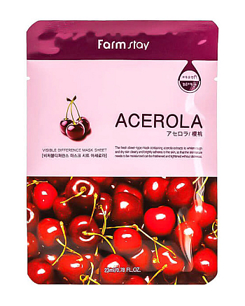 FarmStay Visible Difference Mask Sheet Acerola - Маска тканевая с экстрактом ацеролы 23 мл - hairs-russia.ru