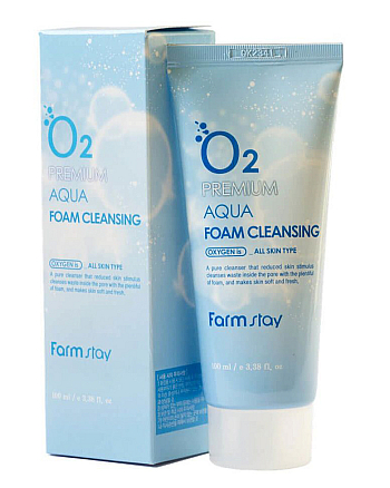 FarmStay Premium Aqua Foam Cleansing - Пенка очищающая с кислородом O2 100 мл - hairs-russia.ru