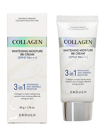 Enough Collagen 3 in 1 Whitening Moisture BB Cream - Многофункциональный осветляющий ВВ крем с морским коллагеном 50 мл - hairs-russia.ru