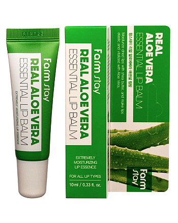 FarmStay Real Essential Lip Balm - Бальзам для губ суперувлажняющий с алоэ вера 10 мл - hairs-russia.ru