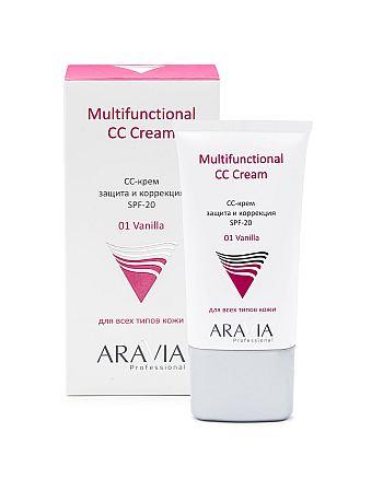 Aravia Professional SPF-20 Multifunctional CC Cream, Vanilla 01 - СС-крем защитный 50 мл - hairs-russia.ru