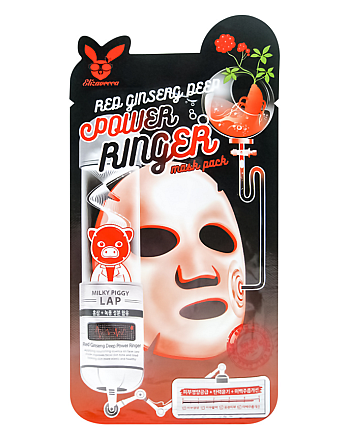 Elizavecca Red Ginseng Deep Power Ringer Mask - Тканевая маска для лица с красным женьшенем 23 мл - hairs-russia.ru