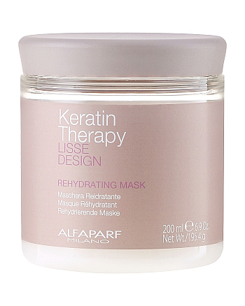 Alfaparf Keratin Therapy Lisse Design Rehydrating Mask - Кератиновая увлажняющая восстанавливающая маска для волос 200 мл - hairs-russia.ru