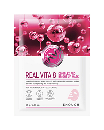 Enough Real Vita 8 Complex Pro Bright Up Mask - Маска тканевая с витаминами для сияния кожи 25 мл - hairs-russia.ru