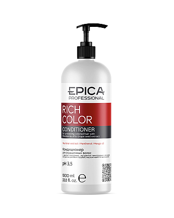 Epica Professional Rich Color - Кондиционер для окрашенных волос с маслом макадамии и экстрактом виноградных косточек 1000 мл - hairs-russia.ru