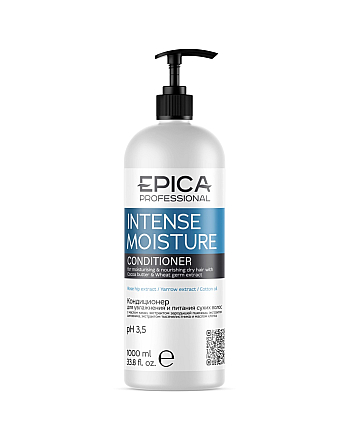 Epica Professional Intense Moisture - Кондиционер для увлажнения и питания сухих волос маслами хлопка, какао и экстрактом зародышей пшеницы 1000 мл - hairs-russia.ru