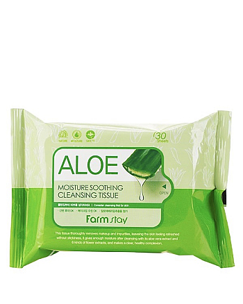 FarmStay Aloe Moisture Soothing Cleansing Tissue - Салфетки очищающие с экстрактом алоэ 30 шт - hairs-russia.ru