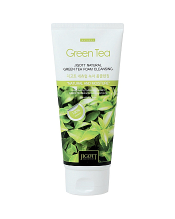 Jigott Natural Green Tea Foam Cleansing - Пенка очищающая с экстрактом зелёного чая 180 мл - hairs-russia.ru