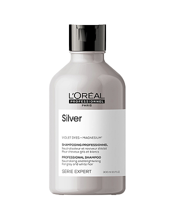 L'Oreal Professionnel Serie Expert Silver - Шампунь для нейтрализации желтизны осветленных и седых волос, 300 мл - hairs-russia.ru