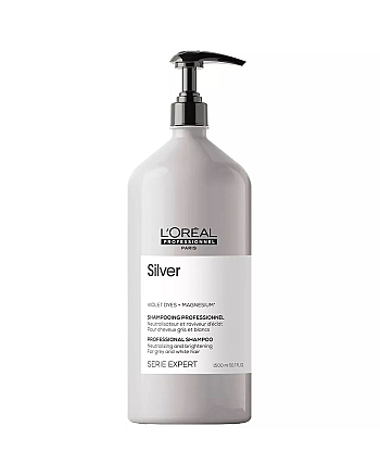 L'Oreal Professionnel Serie Expert Silver - Шампунь для нейтрализации желтизны осветленных и седых волос, 1500 мл - hairs-russia.ru