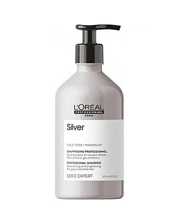 L'Oreal Professionnel Serie Expert Silver - Шампунь для нейтрализации желтизны осветленных и седых волос 500 мл - hairs-russia.ru