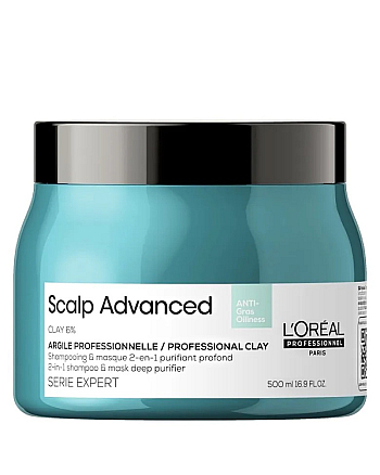 L'Oreal Professionnel Scalp Advanced Anti-Gras Oiliness - Шампунь-маска с глиной для глубокого очищения жирной кожи головы 500 мл - hairs-russia.ru