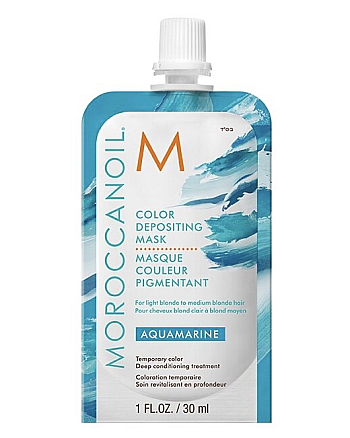 Moroccanoil Color Depositing Mask Aquamarine - Маска тонирующая для волос Аквамарин 30 мл - hairs-russia.ru