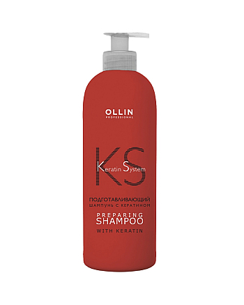 Ollin Keratin System Preparing Shampoo - Подготавливающий шампунь для домашнего ухода 500 мл - hairs-russia.ru