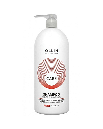 Ollin Care Color and Shine Save Shampoo - Шампунь, сохраняющий цвет и блеск окрашенных волос 1000 мл - hairs-russia.ru