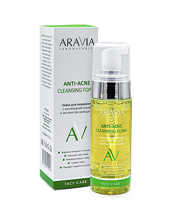 Aravia Laboratories Anti-Acne Cleansing Foam - Пенка для умывания с коллоидной серой и экстрактом женьшеня 150 мл - hairs-russia.ru