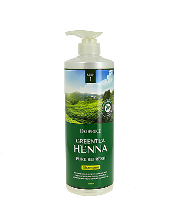 Deoproce Greentea Henna Pure Refresh Shampoo - Шампунь для волос с зеленым чаем и хной 1000 мл - hairs-russia.ru