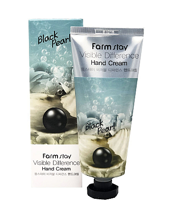 FarmStay Visible Difference Hand Cream Black Pearl - Крем для рук с пудрой черного жемчуга 100 г - hairs-russia.ru