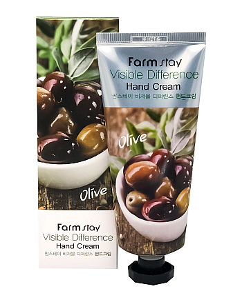 FarmStay Visible Difference Hand Cream Olive - Крем для рук с экстрактом оливы 100 г - hairs-russia.ru
