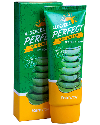 FarmStay Aloe Vera Perfect Sun Cream SPF 50+/PA+++ - Солнцезащитный крем для лица и тела 70 мл - hairs-russia.ru