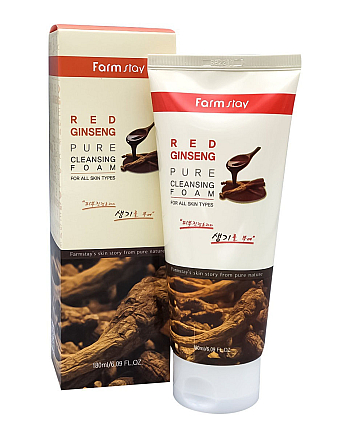 FarmStay Red Ginseng Pure Cleansing Foam - Пенка для лица с женьшенем 180 мл - hairs-russia.ru
