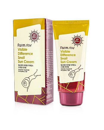 FarmStay Visible Difference Snail Sun Cream SPF50 PA+++ - Солнцезащитный крем с муцином улитки 70г - hairs-russia.ru