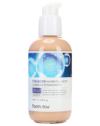 FarmStay Collagen Water Full Moist Luminous Foundation - Коллагеновый тональный крем (21 тон) 100 мл - hairs-russia.ru
