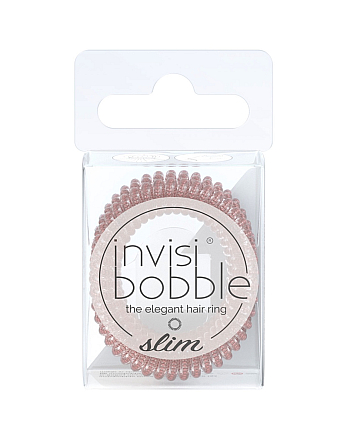 Invisibobble SLIM Pink Monocle - Резинка для волос, цвет розовыое золото с мерцанием 3 шт - hairs-russia.ru
