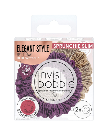Invisibobble SPRUNCHIE SLIM The Snuggle is Real - Резинка-браслет для волос, цвет коричневый и фиолетовый 2 шт - hairs-russia.ru