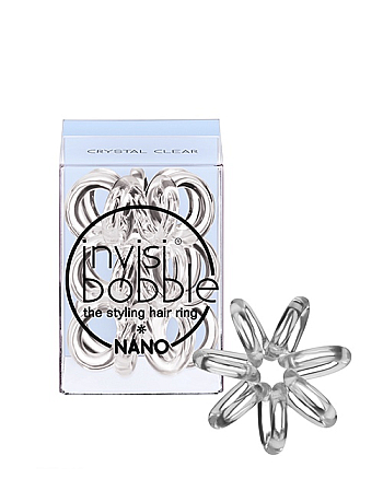 Invisibobble NANO Crystal Clear - Резинка-браслет для волос, цвет прозрачный 3 шт - hairs-russia.ru