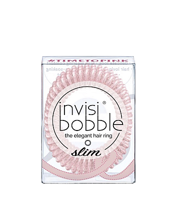Invisibobble SLIM Time To Pink - Резинка-браслет для волос, цвет мерцающий розовый 3 шт - hairs-russia.ru
