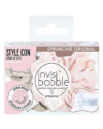 Invisibobble SPRUNCHIE Nordic Breeze Go with the Floe - Резинка-браслет для волос, цвет розовый/бежевый 2 шт - hairs-russia.ru